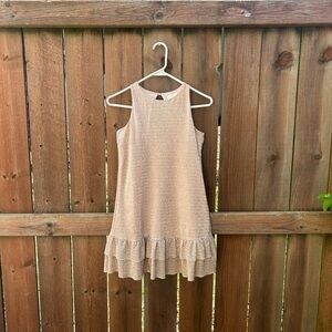 Kate Spade Girls Sleeveless Metallic Rose Pink Ruffle Hem Dress Size 10